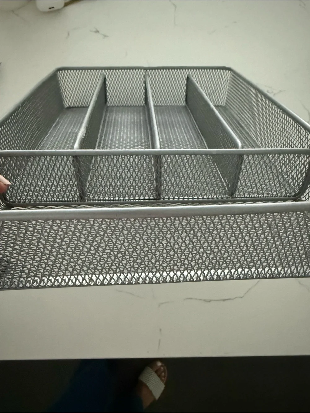 Skim Metal Mesh cutlery Organizer Tray - Gray